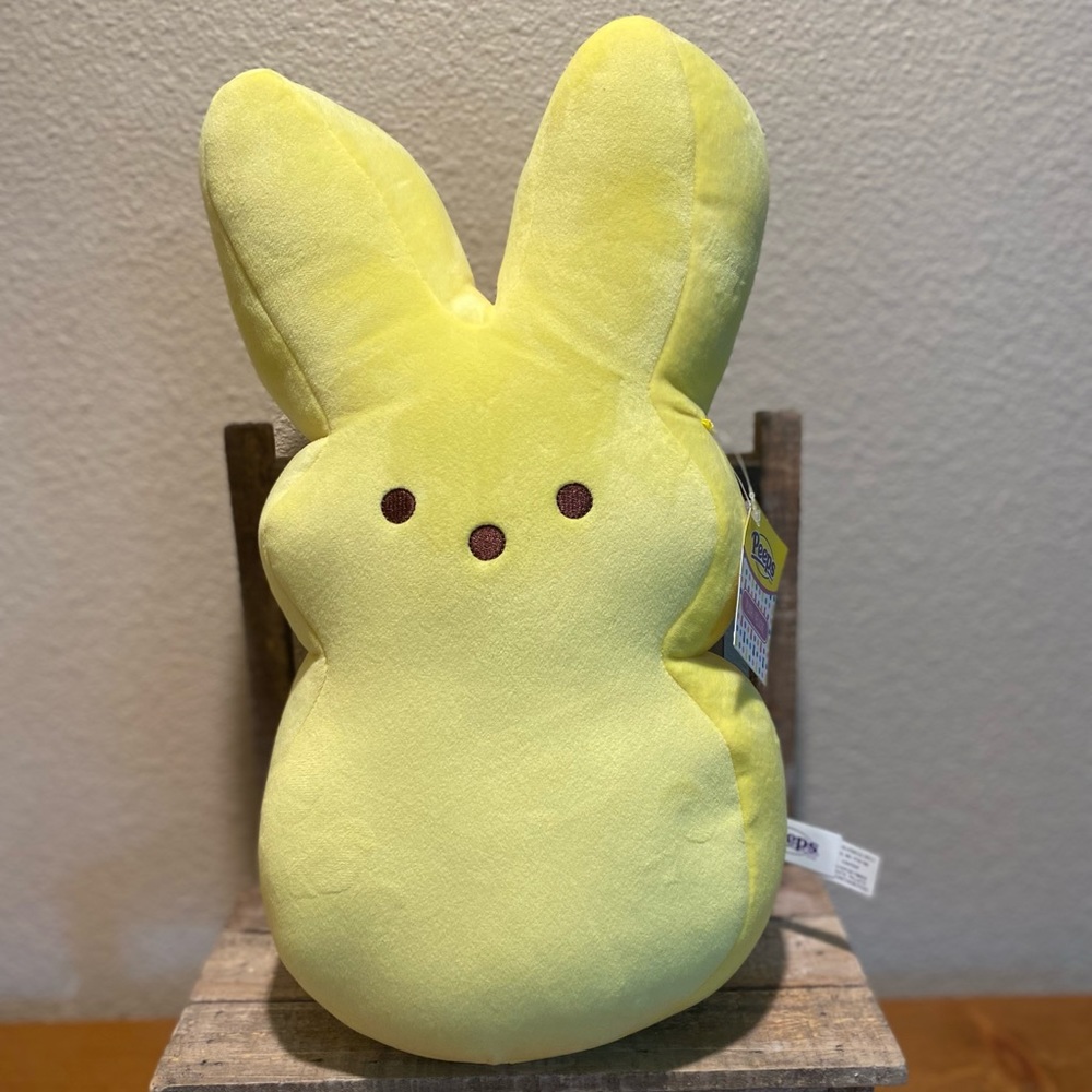 Large Yellow Peeps Bunny Plush 15”H, Just Born Yellow Peeps Bunny Stuffed Animal